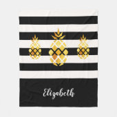 ananassen zwarte gouden strepen fleece deken (Voorkant)