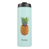 Ananassenfruit op lichtblauw thermosbeker (Voorkant)