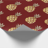 Ananassenpatroon Land Farmhouse Red Cadeaupapier (Hoek)