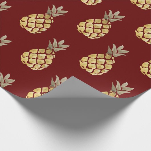 Ananassenpatroon Land Farmhouse Red Cadeaupapier (Hoek)