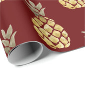 Ananassenpatroon Land Farmhouse Red Cadeaupapier (Rol Hoek)