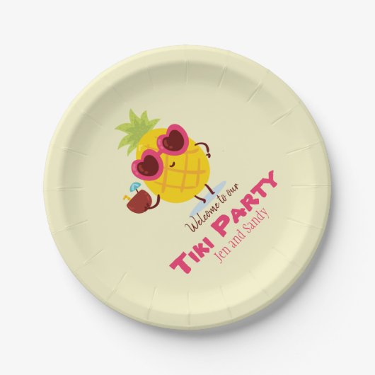 Ananastiki-feest Luau Papieren Bordje (Voorkant)