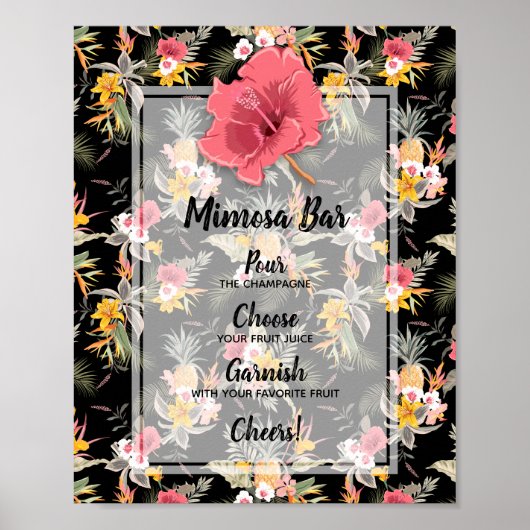 Ananastropisch bloemig bruiloftsfeest Mimosa Bar Poster (Voorkant)
