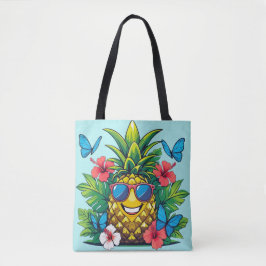 ananasvlinder hibiscus tote bag