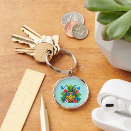 ananasvlinder tropische charme sleutelhanger