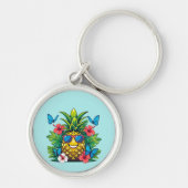 ananasvlinder tropische charme sleutelhanger (Voorkant)