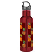 Ananasvruchten op rood waterfles  (Achterkant)