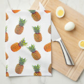 Ananasvruchten op witte keukendoek theedoek (Quarter Fold)