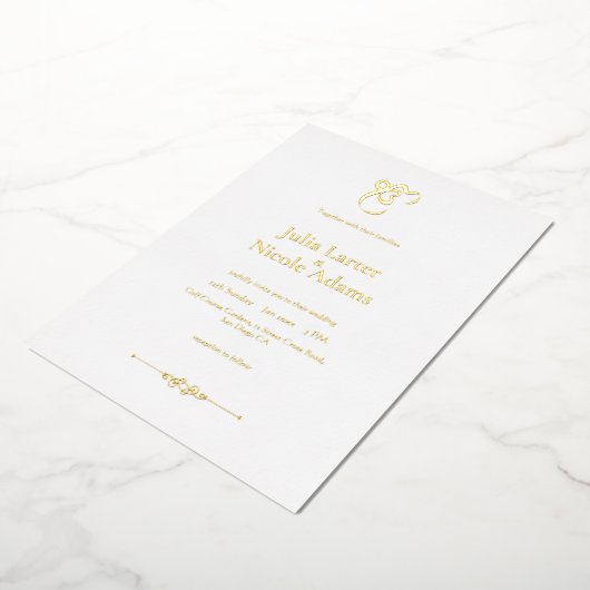 Anand Karaj Ek Onkar Sikh Minimalistische bruiloft Folie Uitnodiging (Gedraaid)