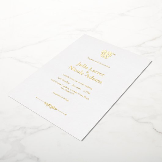 Anand Karaj Ek Onkar Sikh Minimalistische bruiloft Folie Uitnodiging (Gedraaid)