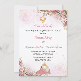 Anand Karaj uitnodiging, Sikh Wedding Kaart