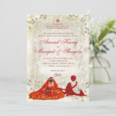 Anand Karaj uitnodigingen & Sikh huwelijksuitnodig (Staand voorkant)