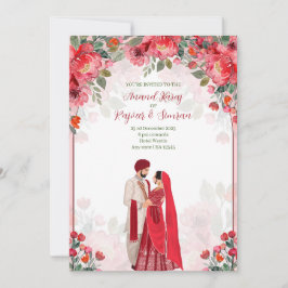 Anand Karaj uitnodigingen, Sikh-huwelijksuitnodigi Kaart