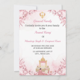 Anand Karaj Uitnodigingskaart, Sikh Wedding Kaart
