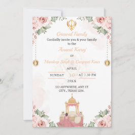 Anand Karaj Uitnodigingskaart, Sikh Wedding Kaart