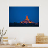 Ananda Tempel bij schemering Poster (Keuken)