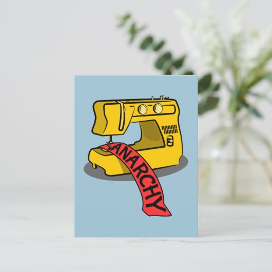 Anarchie Gele Naaimachine Briefkaart (Staand voorkant)