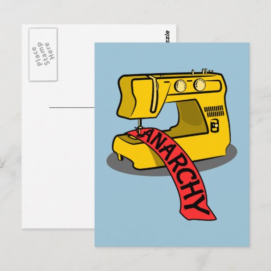 Anarchie Gele Naaimachine Briefkaart (Voorkant / Achterkant)