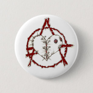 Anarchie hart ronde button 5,7 cm