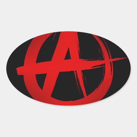 Anarchie symbool ovale sticker (Voorkant)