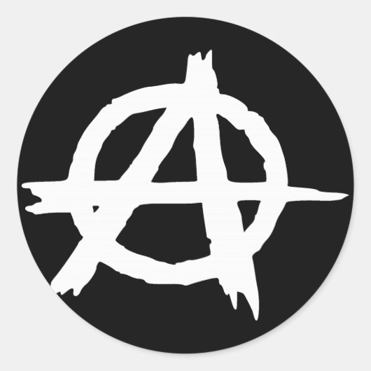 Anarchie zwart ronde sticker (Voorkant)