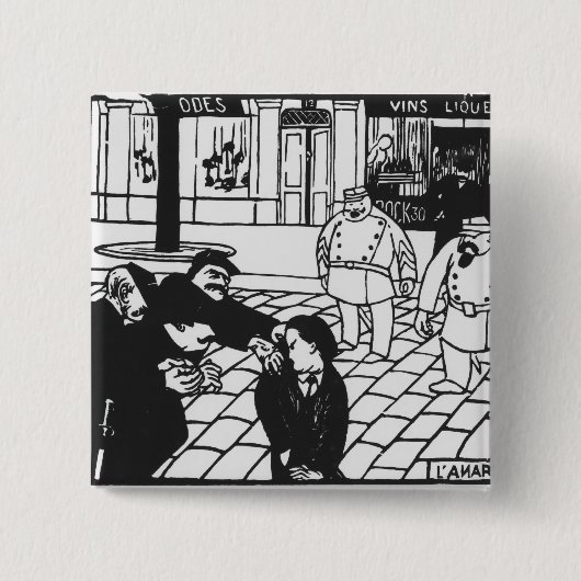Anarchist, 1892 vierkante button 5,1 cm (Voorkant)