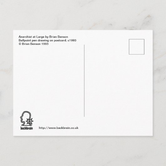 Anarchist in het groot door Brian Benson Briefkaart (Achterkant)