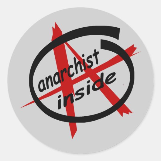 Anarchist van binnen ronde sticker (Voorkant)