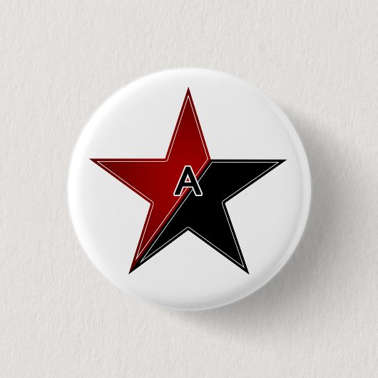 Anarchistische rode of zwarte ster ronde button 3,2 cm (Voorkant)
