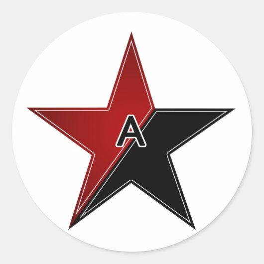 Anarchistische rode of zwarte ster ronde sticker (Voorkant)