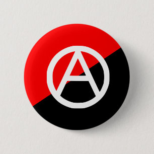 Anarchistische rode zwarte en witte vlag Anarchie Ronde Button 5,7 Cm