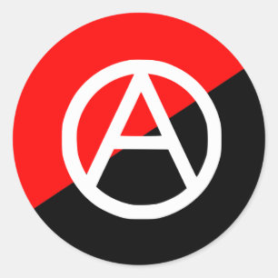 Anarchistische rode zwarte en witte vlag Anarchie Ronde Sticker