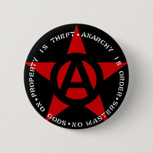 Anarchistische ster ronde button 5,7 cm