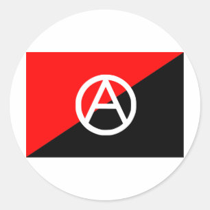 Anarchistische vlag met een symbool ronde sticker