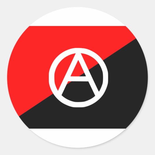 Anarchistische vlag met een symbool ronde sticker (Voorkant)