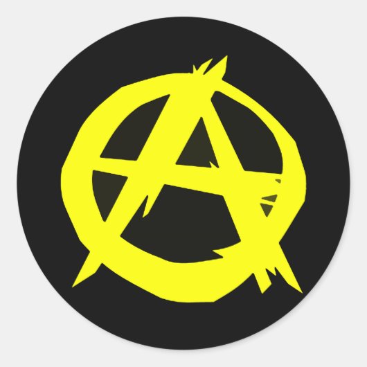 Anarcho Capitalism Black and Yellow Flag Ronde Sticker (Voorkant)