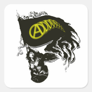 Anarcho Capitalist Tattered Flag met Lady Liberty Vierkante Sticker