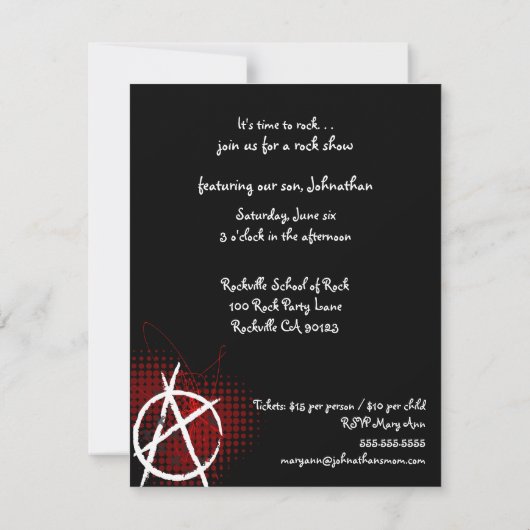 Anarchy Custom Party-uitnodigingen Kaart (Achterkant)