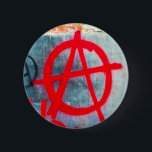 Anarchy Graffiti Ronde Button 5,7 Cm<br><div class="desc">Red Spray Paint Anarchy Graffiti tegen de regering</div>