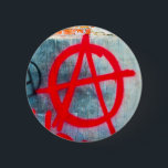Anarchy Graffiti Ronde Button 5,7 Cm<br><div class="desc">Red Spray Paint Anarchy Graffiti tegen de regering</div>