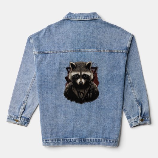 Anarchy Raccoon Politiek voor Ancomm Liberal Class Denim Jacket (Achterkant)