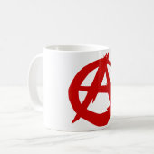 Anarchy Symbool Rood A en cirkelvormig zonder rekw Koffiemok (Voorkant links)