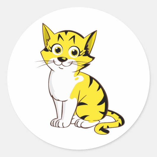 Anarkitty - Zwarte en Gele Kat Ronde Sticker (Voorkant)