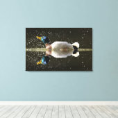 (Anas platyrhyncus),na afschudden van water Canvas Afdruk (Insitu (Houten vloer))