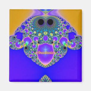ANASTASIA~ Abstract patroon ~ Blauw Paars geel ~ Magneet