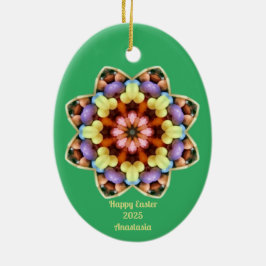 ANASTASIA ~ EASTER EGG ~ Kaleidoscoop Green ~ Keramisch Ornament