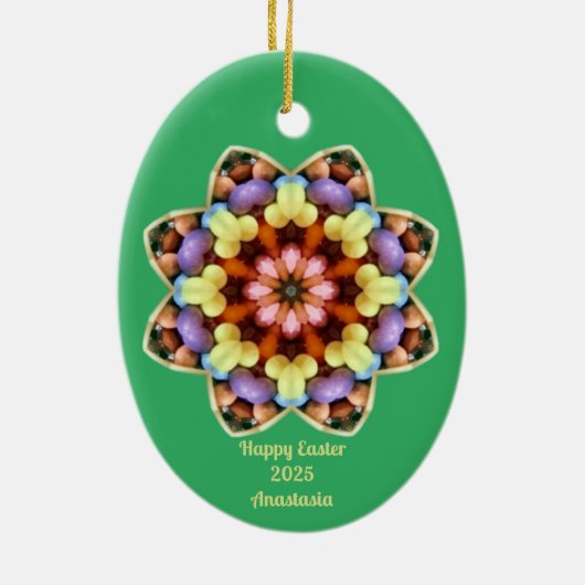 ANASTASIA ~ EASTER EGG ~ Kaleidoscoop Green ~ Keramisch Ornament (Achterkant)