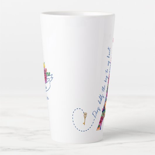 Anastasia Floral Eiffeltoren Parijs is de sleutel Latte Mok (Voorkant)