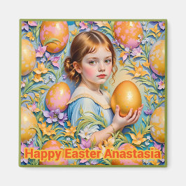 ANASTASIA ~ Happy Easter ~ Girl Golden Egg ~  Magneet