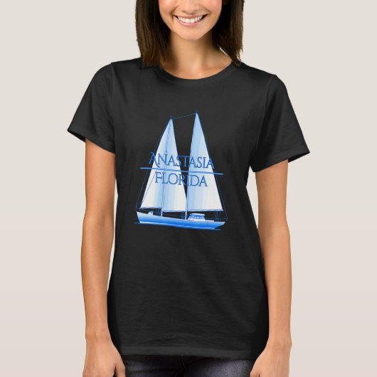 Anastasia Island Florida Kustland Nautical Sailing T-shirt (Voorkant)